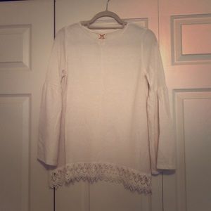 White Faded Glory Blouse with Lace Trim